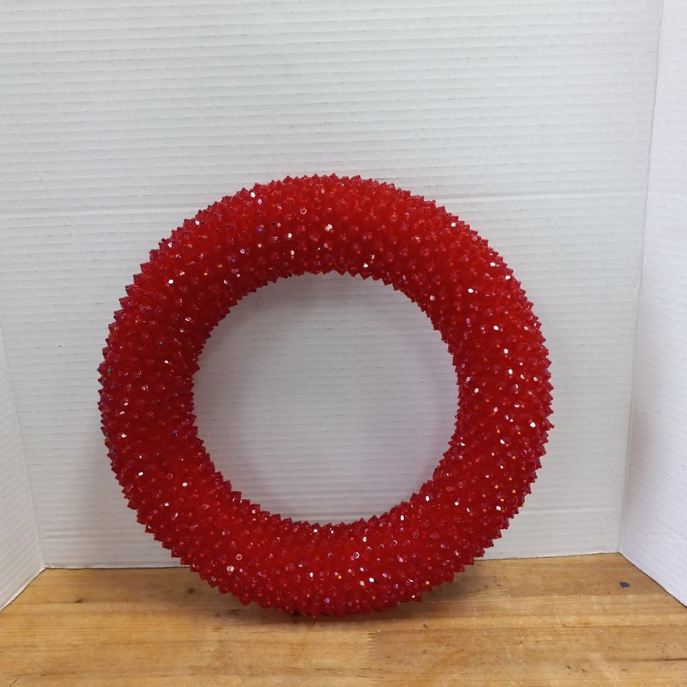 Red Beaded Wreath For Christmas or Valentine's Day